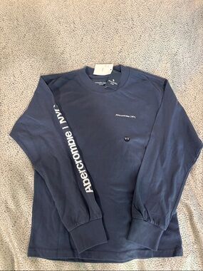 Abercrombie & Fitch Navy Long Sleeve Tee with White Sleeve Logo - Boys Size 9/10